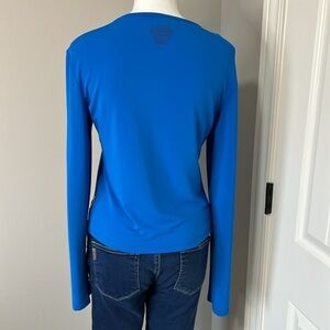 VERSACE Jeans Couture Women’s Blue Long Sleeve Shirt Top Italy Logo Sz XL